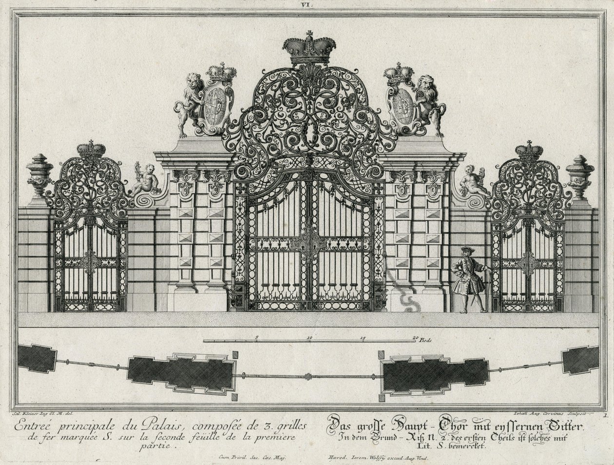 Ground Plan and Elevation of the Main Entrance Gate by Salomon Kleiner