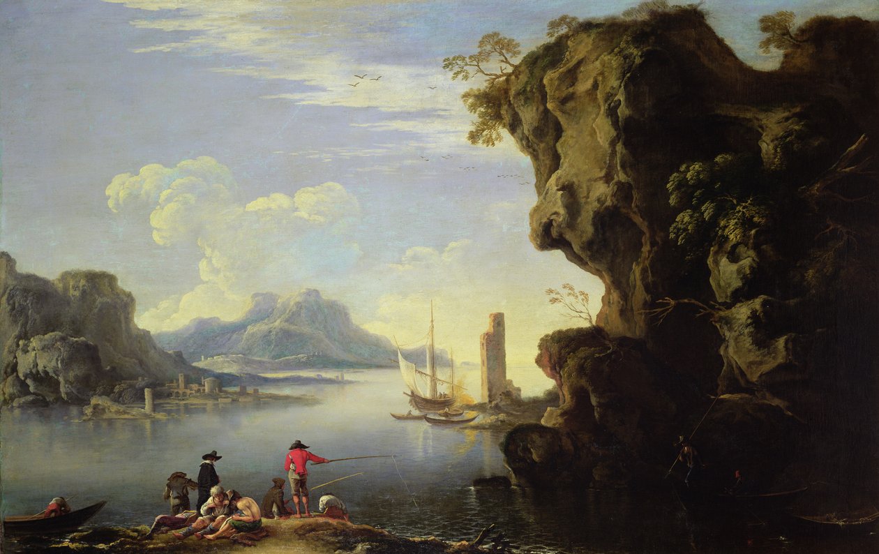 Coastal Scene with Fishermen by Salvator Rosa