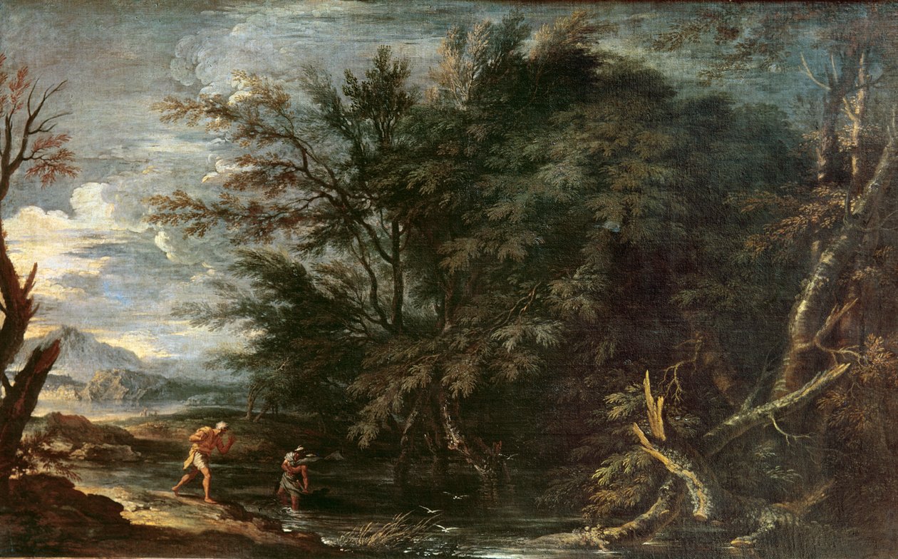 Landscape with Mercury and the Dishonest Woodman, c.1650 by Salvator Rosa