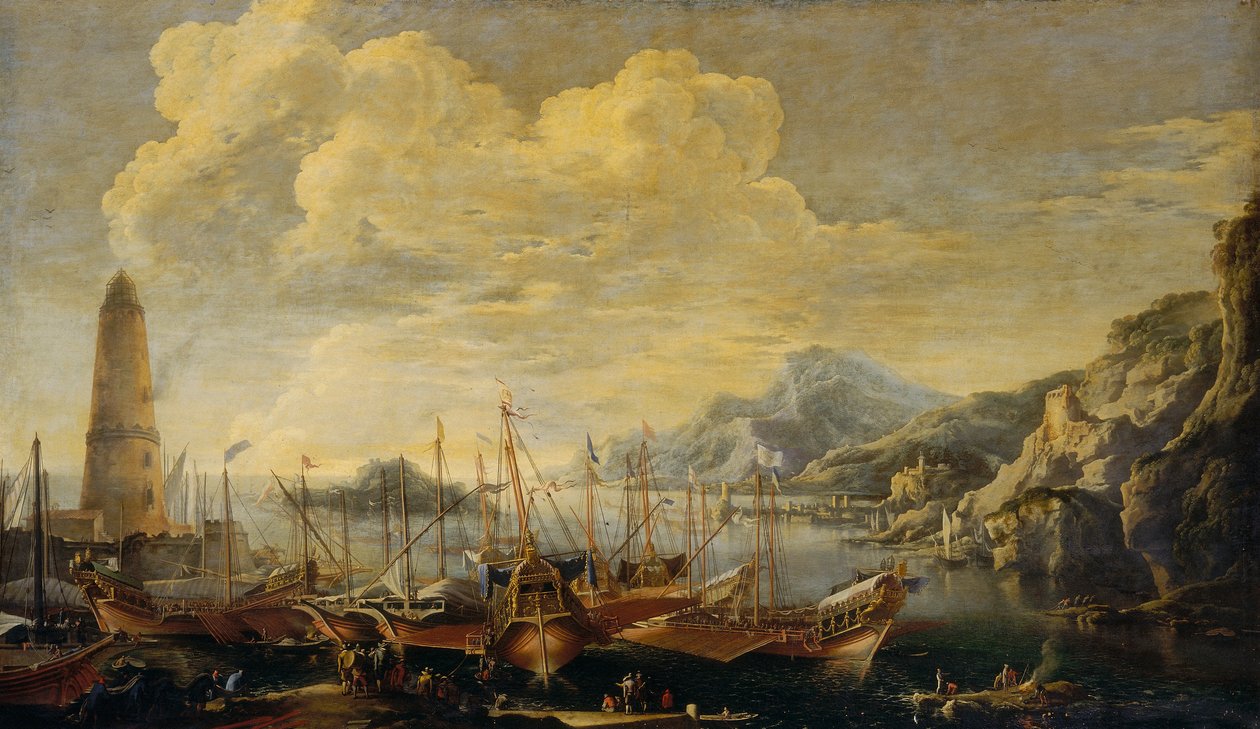 Seascape with Lighthouse by Salvator Rosa