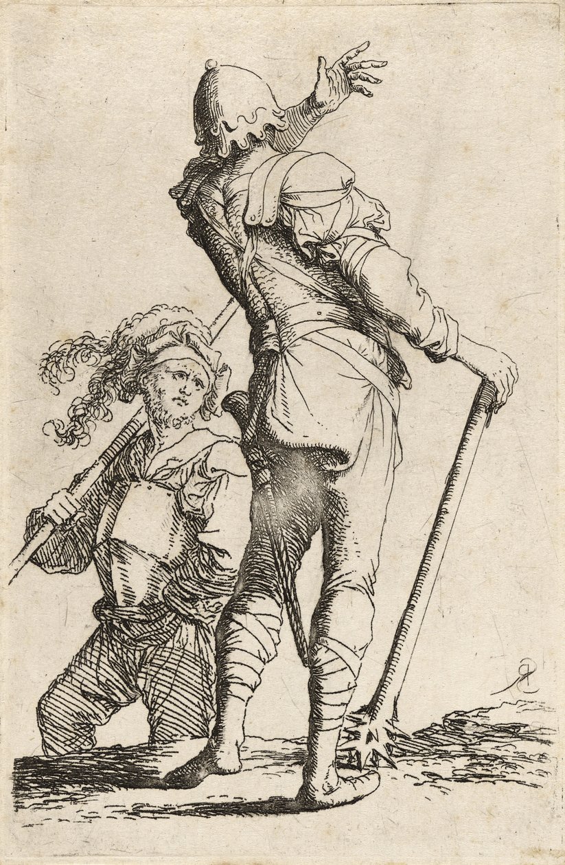 Two Warriors, One Holding a Mace and Turning to Beckon the Other by Salvator Rosa