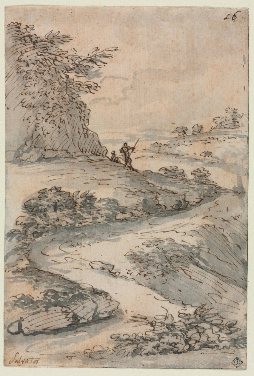 Figures on a Winding Road, Mid-1600s by Salvator Rosa