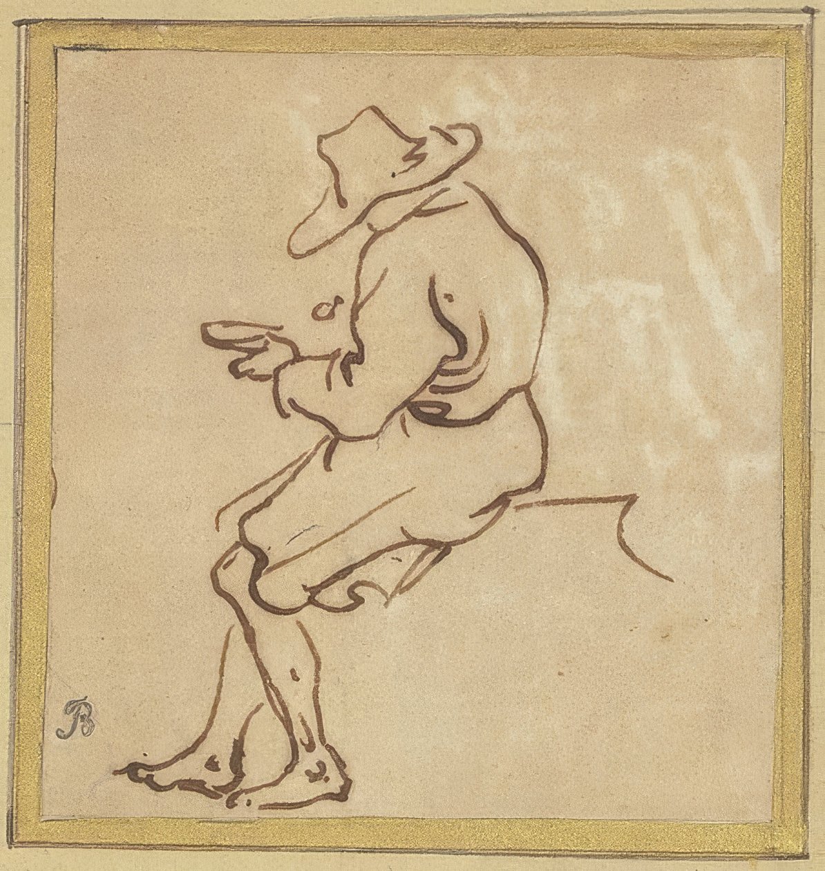 Seated Man in Profile Facing Left by Salvator Rosa