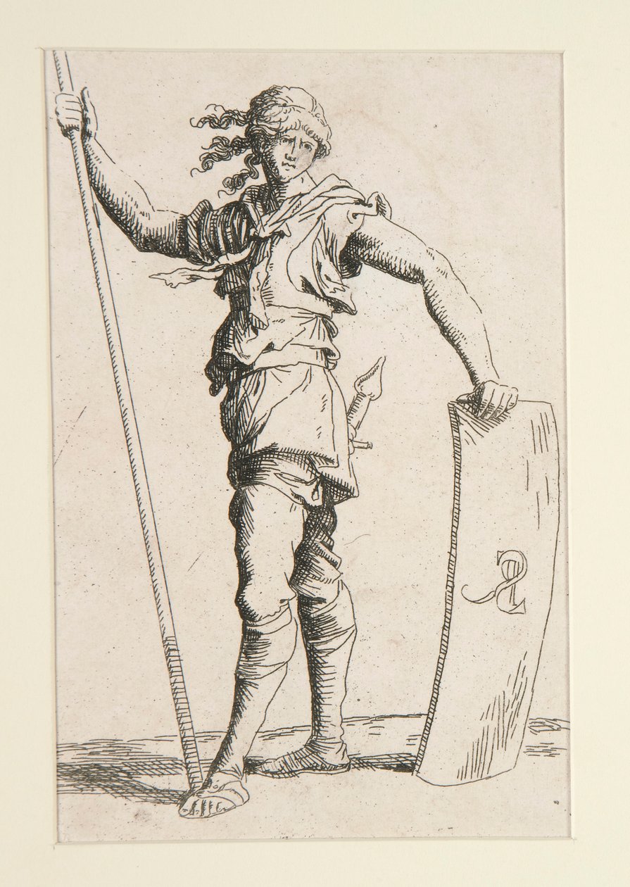 Soldier with Lance and Shield by Salvator Rosa