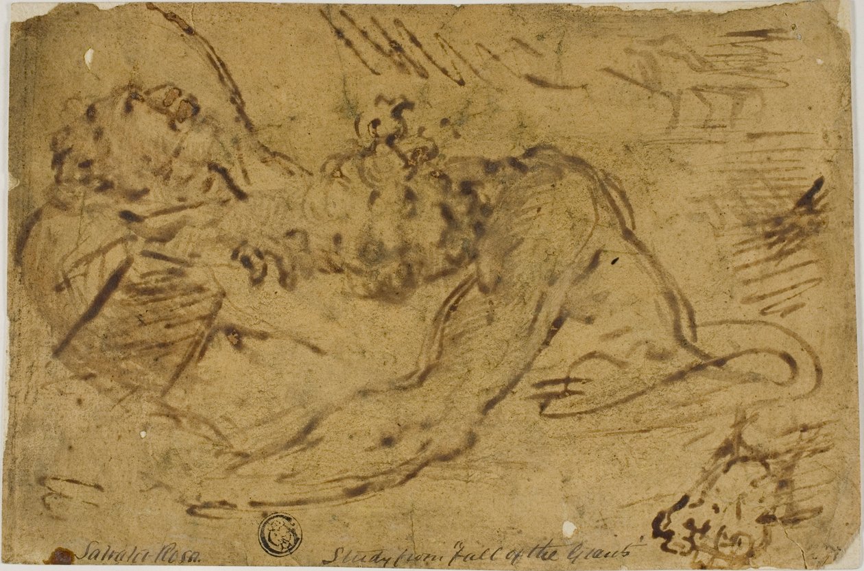 Two Grappling Figures by Salvator Rosa
