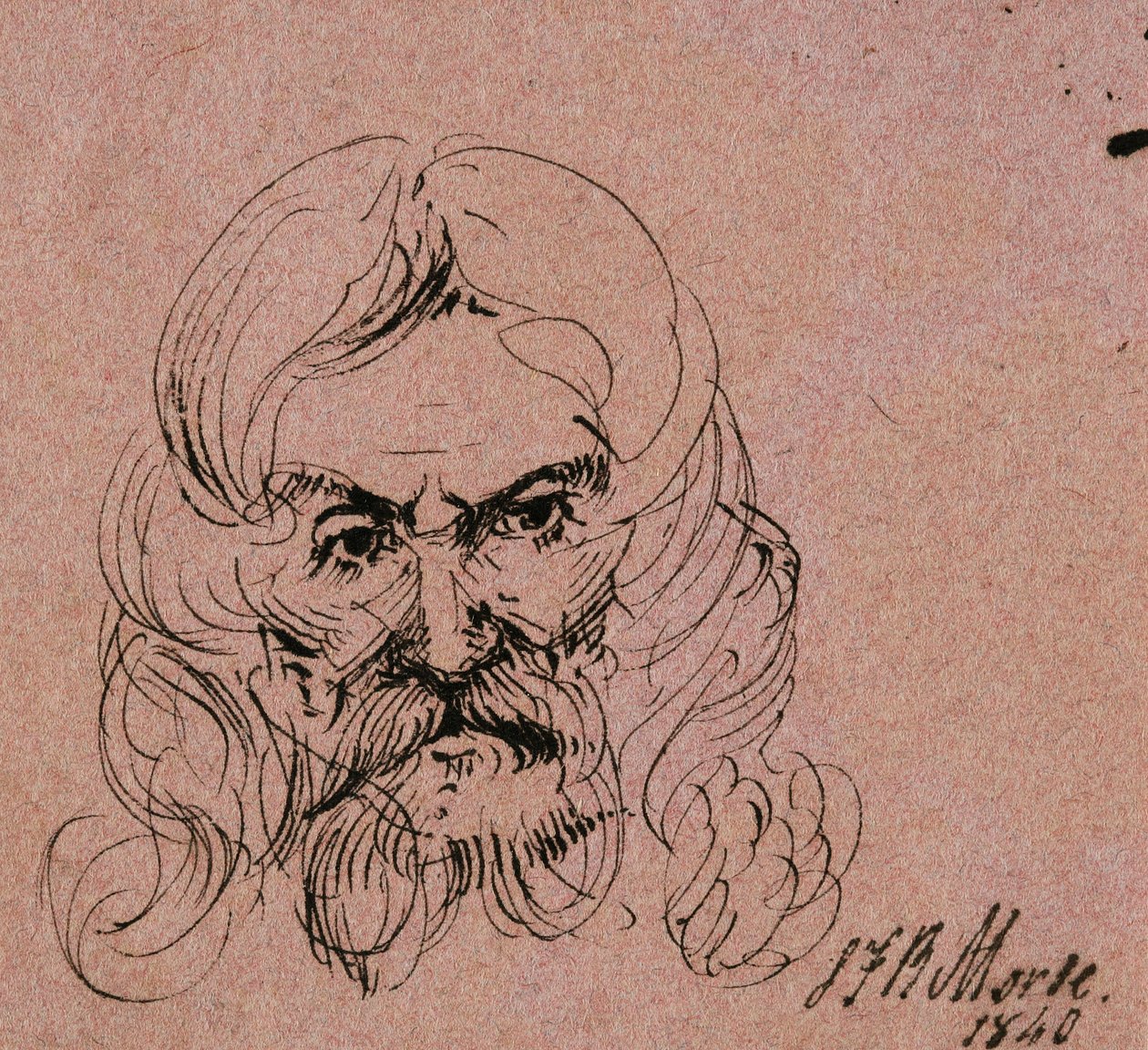 Sketch of Head of a Bearded Man with Long Hair by Samuel Finley Breese Morse