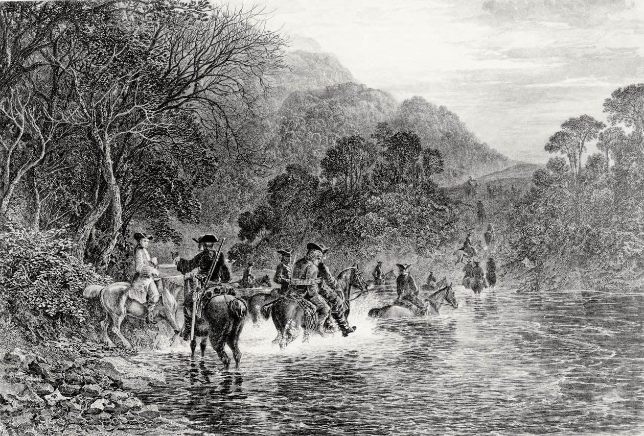 Rob Roy at the Ford, engraved by William Forrest by Samuel Bough