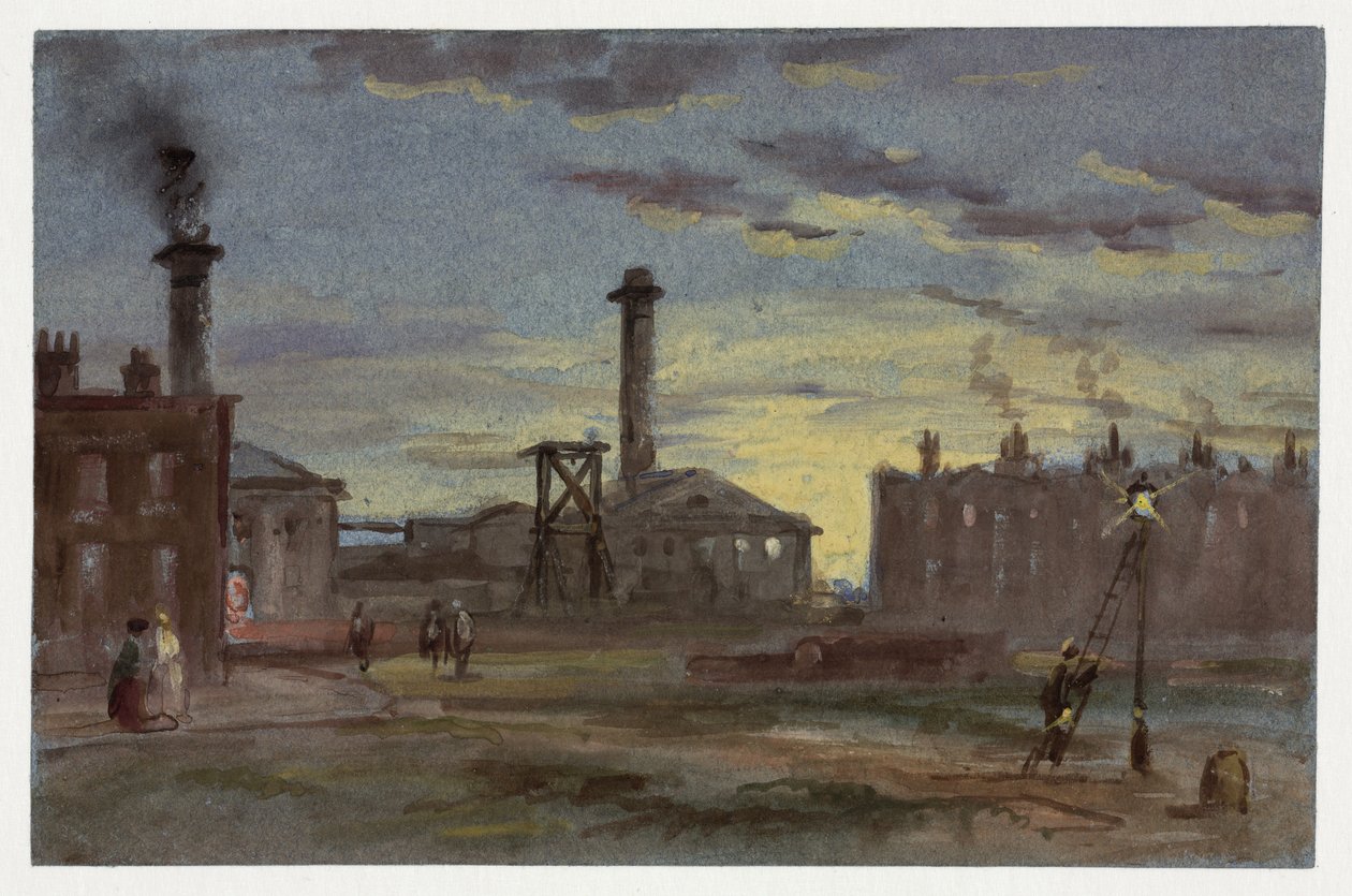 Gasworks at Sunset by Samuel attr. to Bough