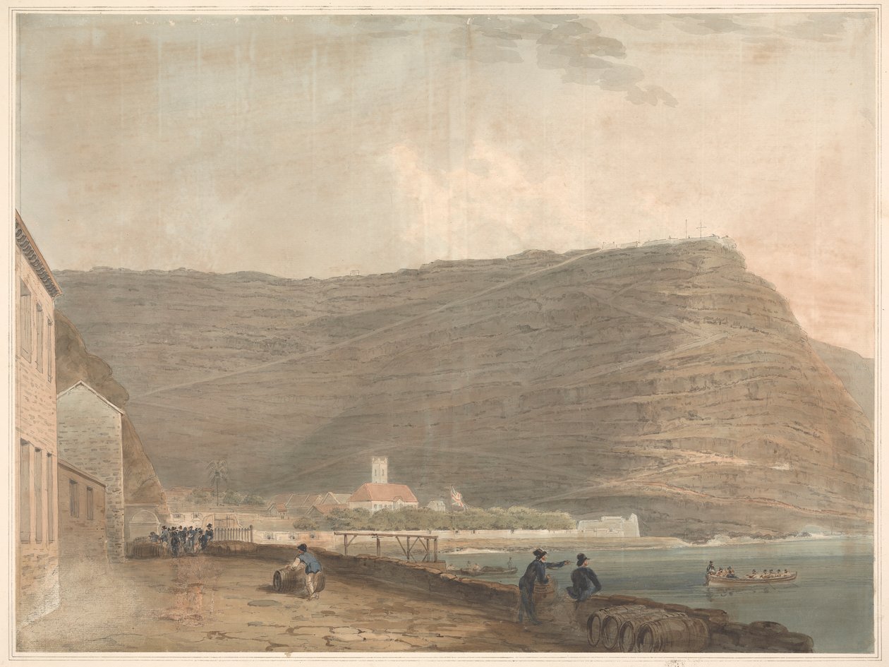 Coastal English Settlement Surrounded by Mountains by Samuel Davis