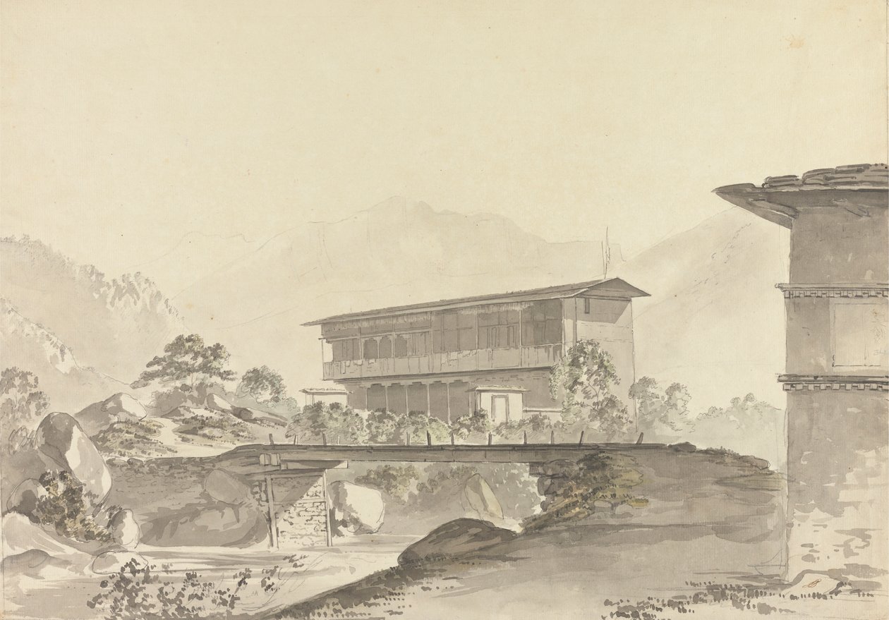 Near Tassisudon [Tashicho Dzong] by Samuel Davis
