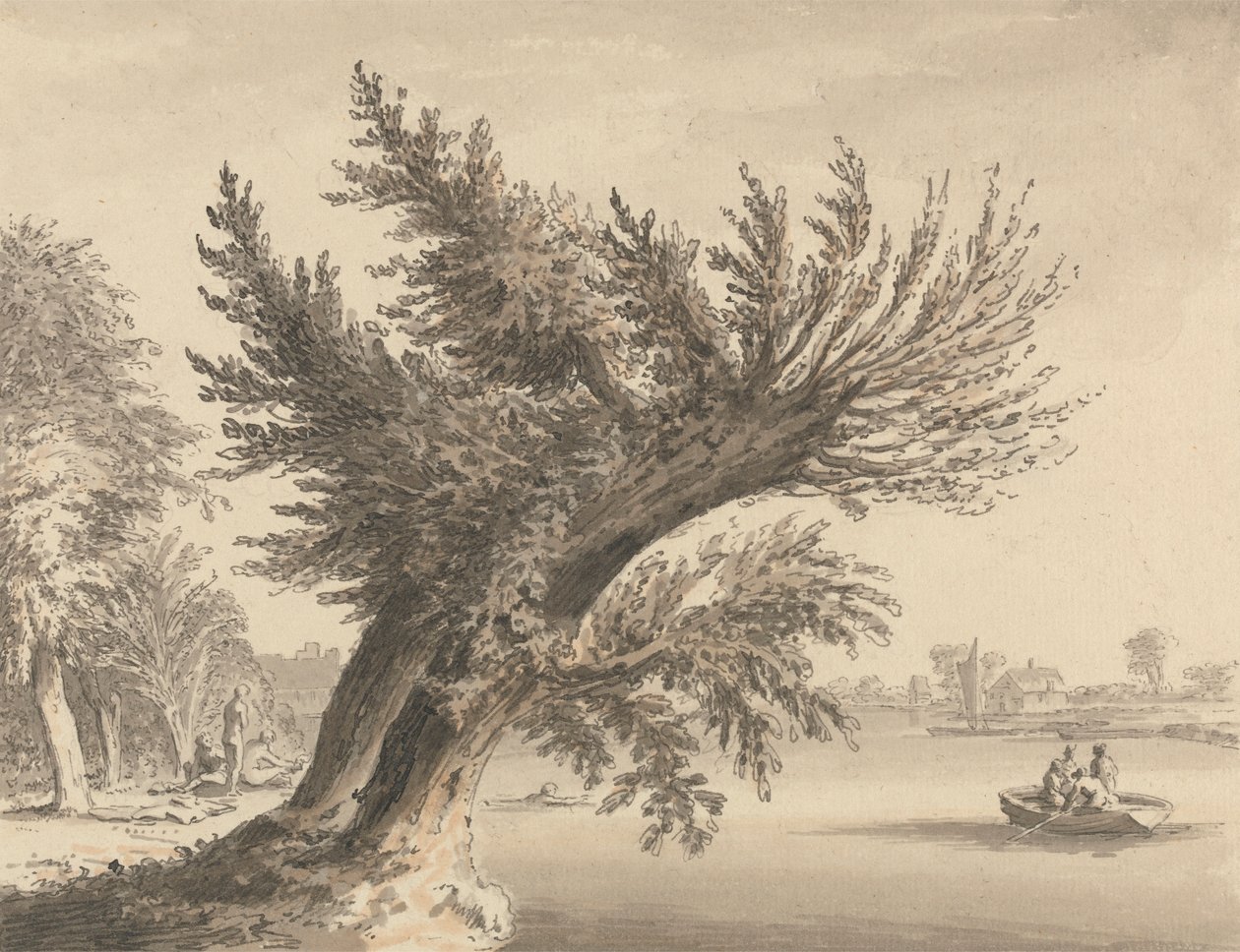 On the Thames at Barnes by Samuel Hieronymus Grimm