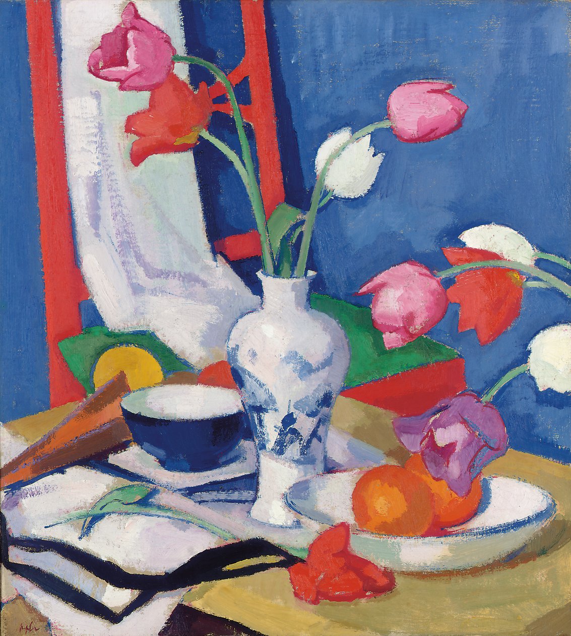 Red Chair and Tulips by Samuel John Peploe