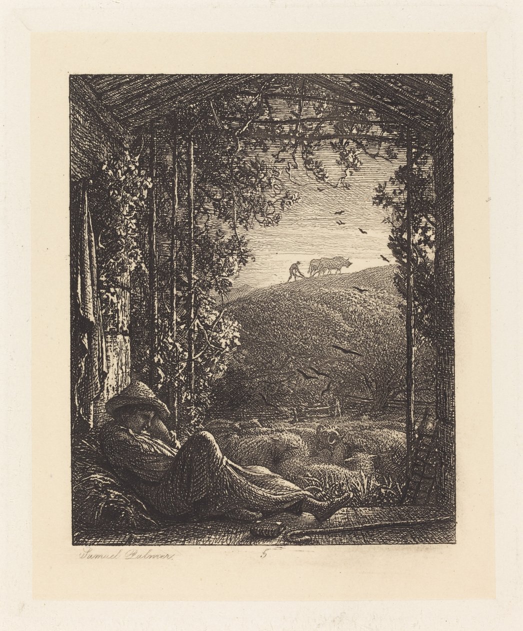 The Sleeping Shepherd; Early Morning by Samuel Palmer
