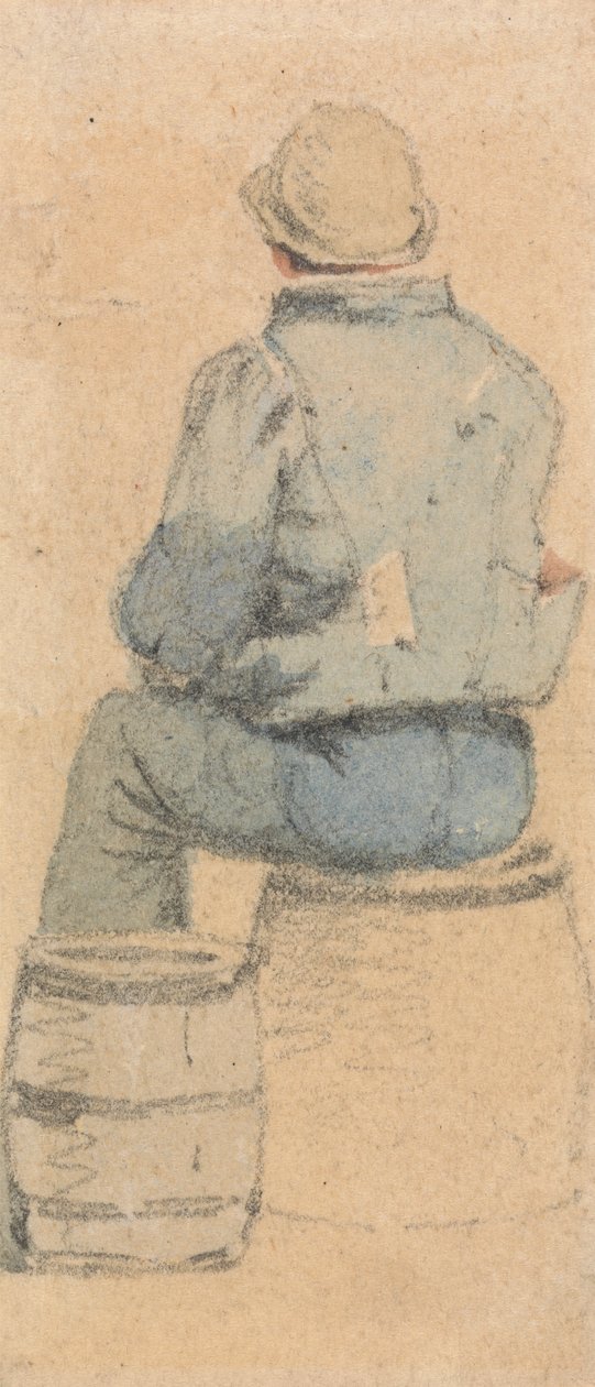 A Seated Peasant Boy Seen From Behind by Samuel Prout