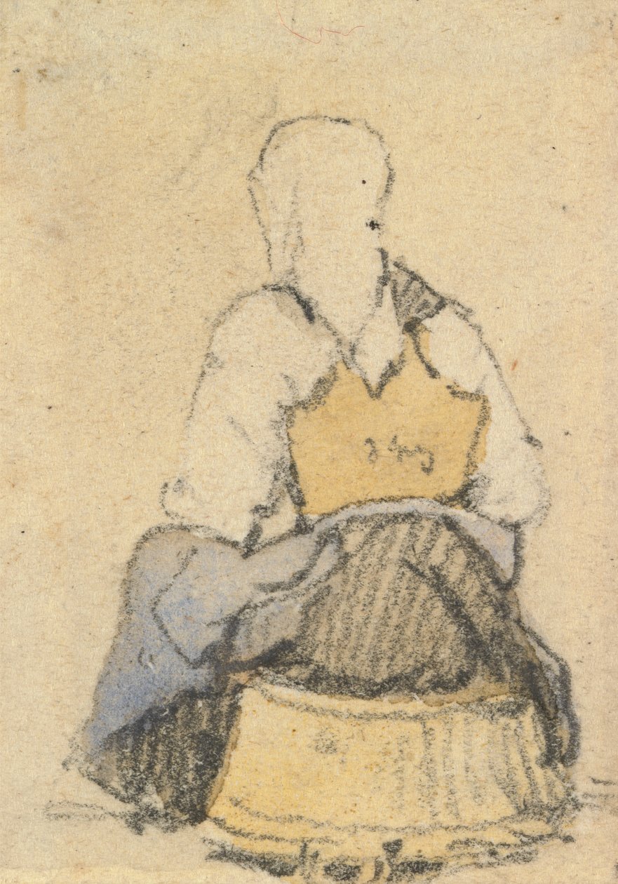 A Seated Peasant Woman Seen From Behind by Samuel Prout