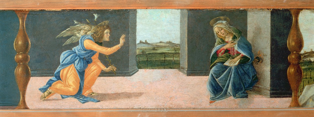 The Annunciation, predella panel from the Altarpiece of St Mark, c.1488-90 by Sandro Botticelli