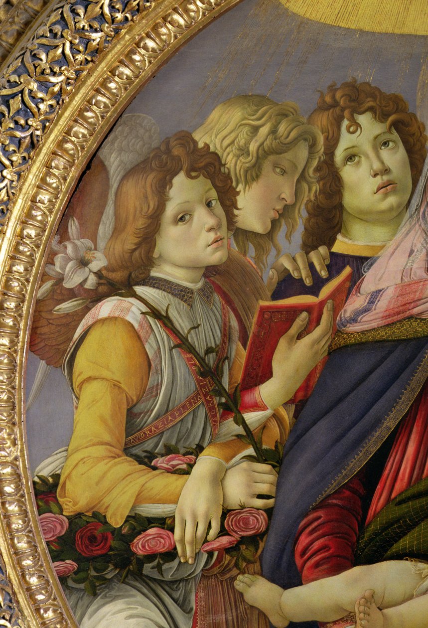 Virgin and Child with Six Angels, called The Madonna of the Pomegranate (detail) by Sandro Botticelli