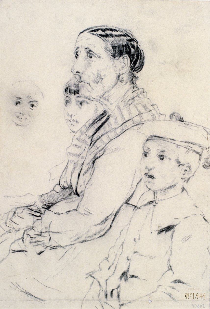 Study of a Woman and Children by Santiago Rusiñol