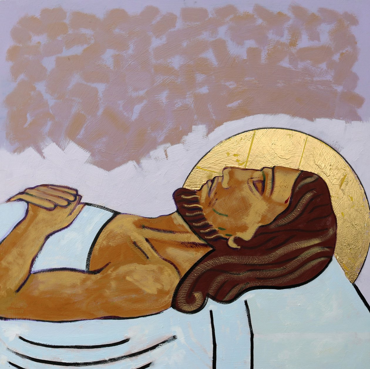 Jesus is laid in the tomb by Sara Hayward
