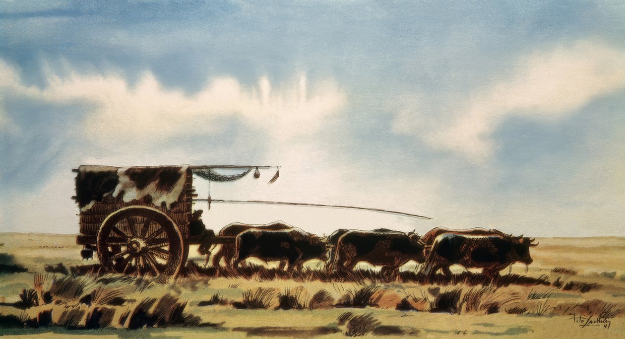 Crossing the Pampa by Wagon by Saubidet Tito