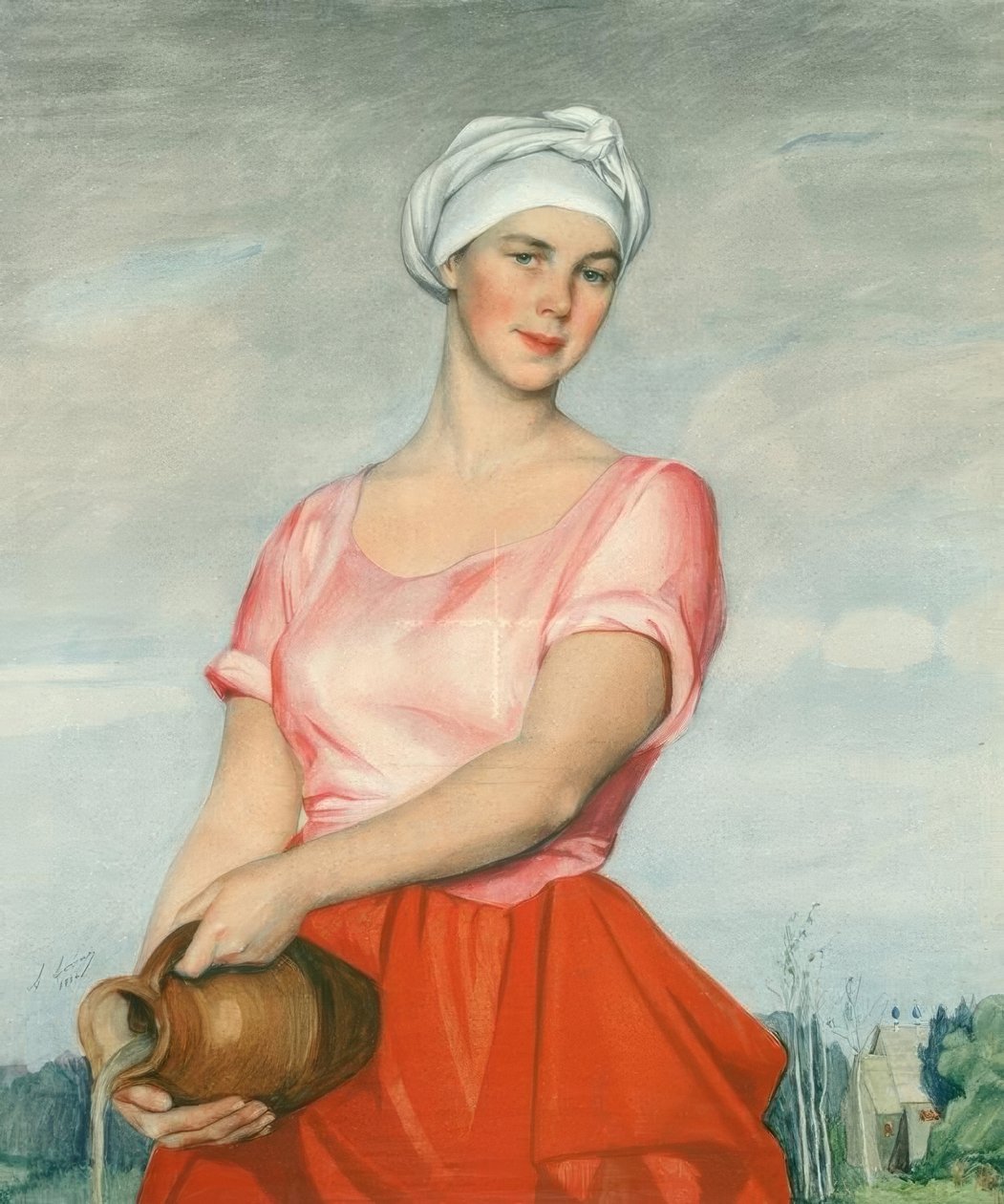 Russian Peasant Woman with Jug by Saweli Sorin