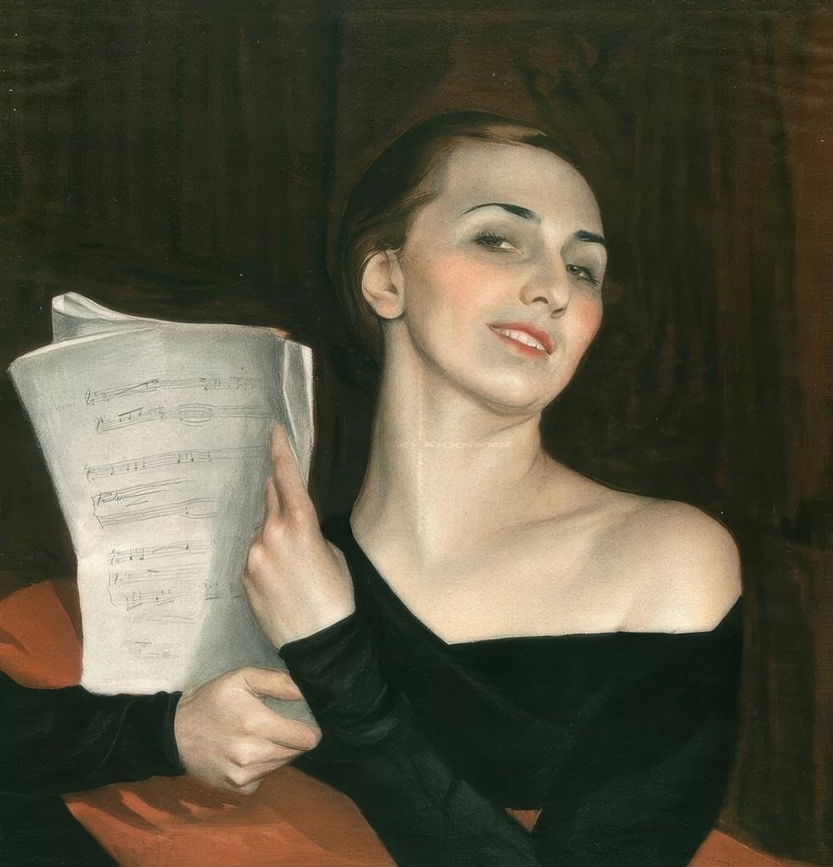 Singer with Sheet Music by Saweli Sorin