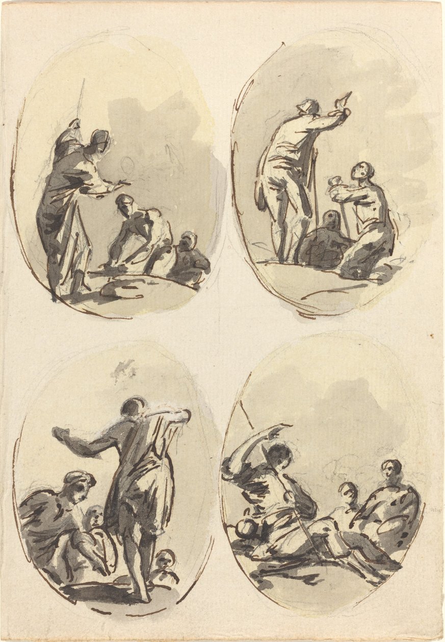 Four Oval Compositions by Sawrey Gilpin