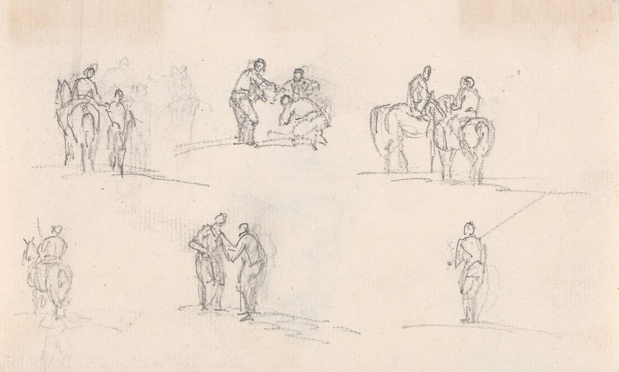 Six Studies of Figures on Horses by Sawrey Gilpin