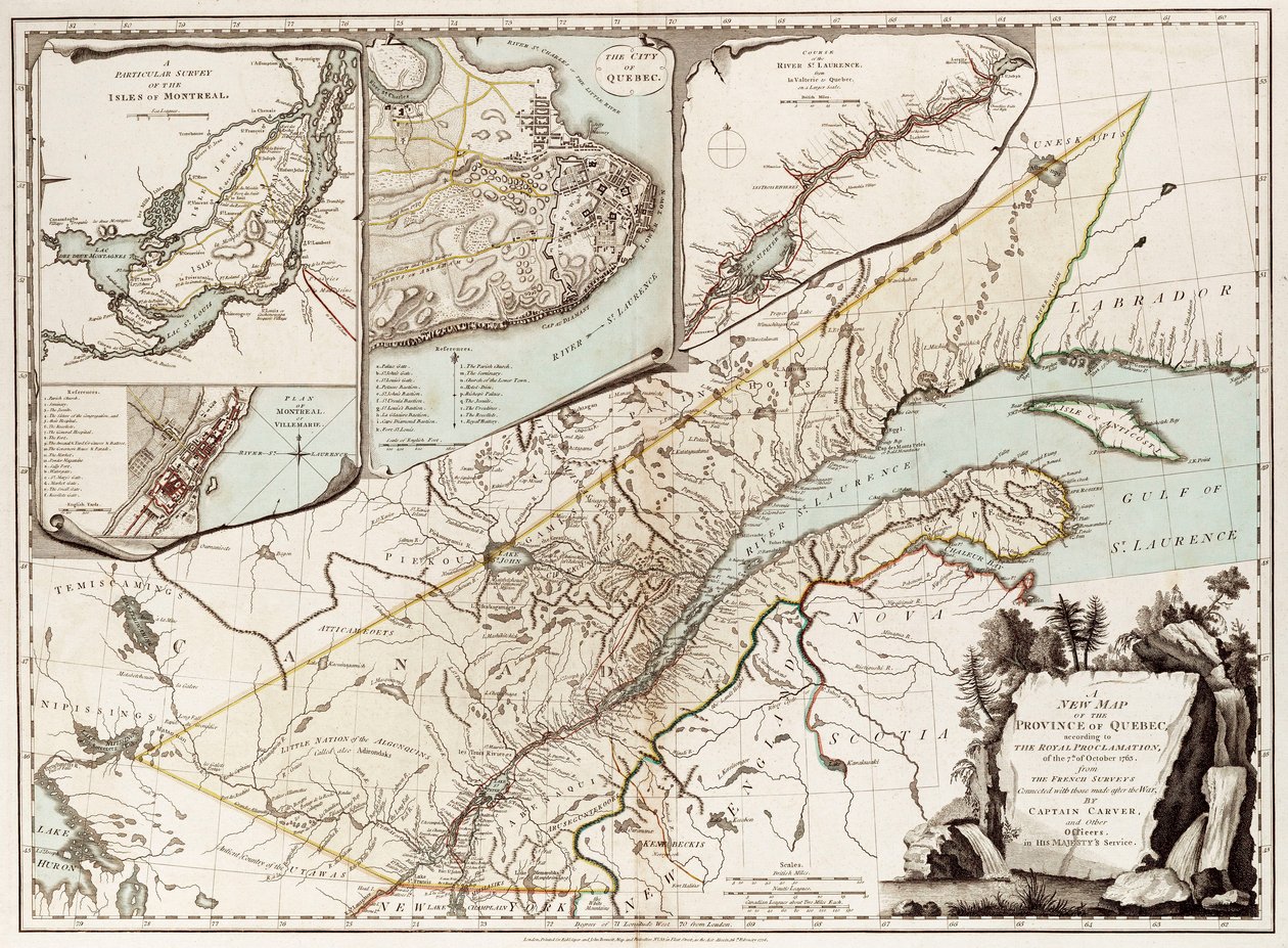 Map of Quebec, Canada by Sayer & Bennett