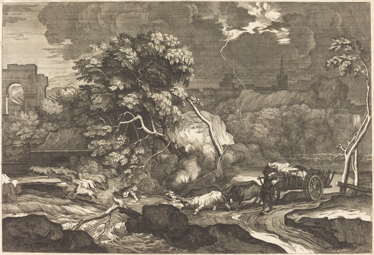Landscape with a Frightened Waggoner by Sébastien Bourdon