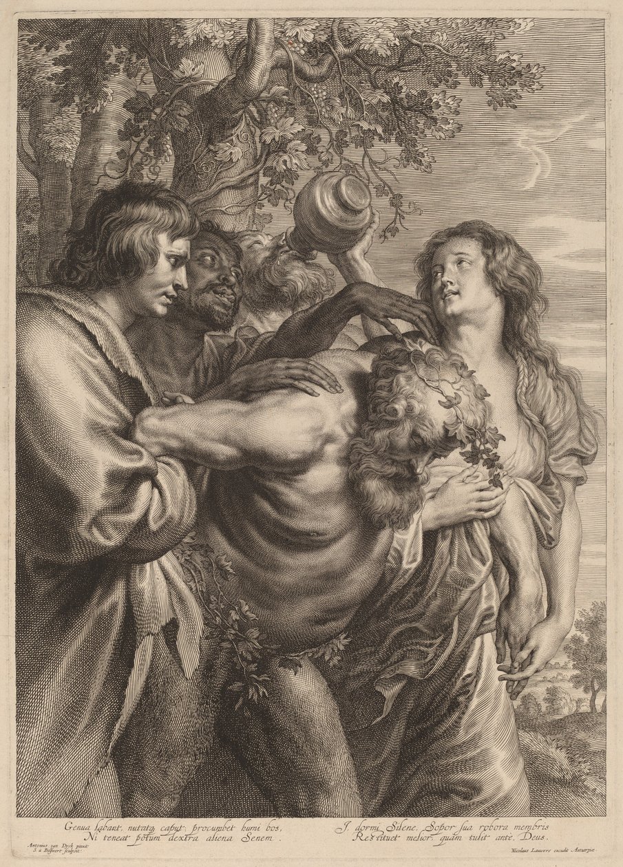 Drunken Silenus by Schelte Adams Bolswert after Sir Anthony van Dyck