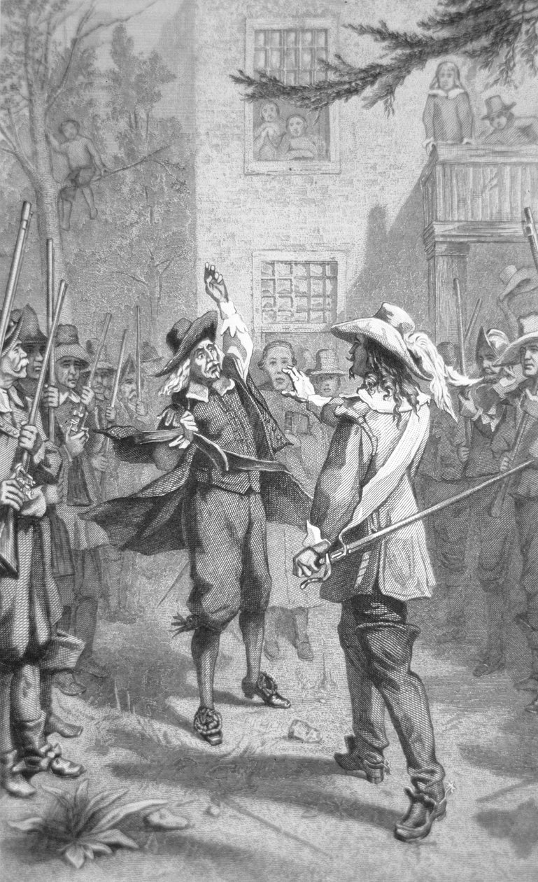 Nathaniel Bacon Confronts Sir William Berkeley by School American
