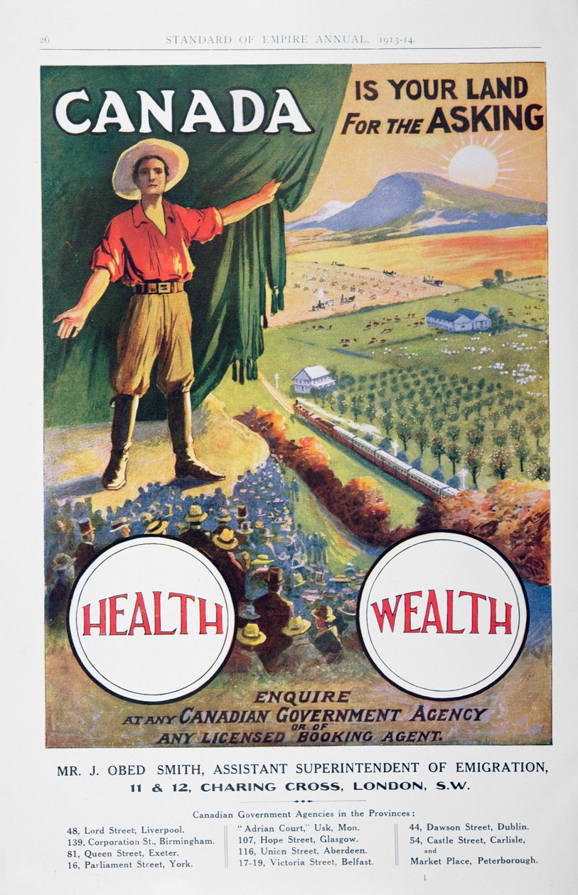 Poster promoting emigration to Canada by School Canadian