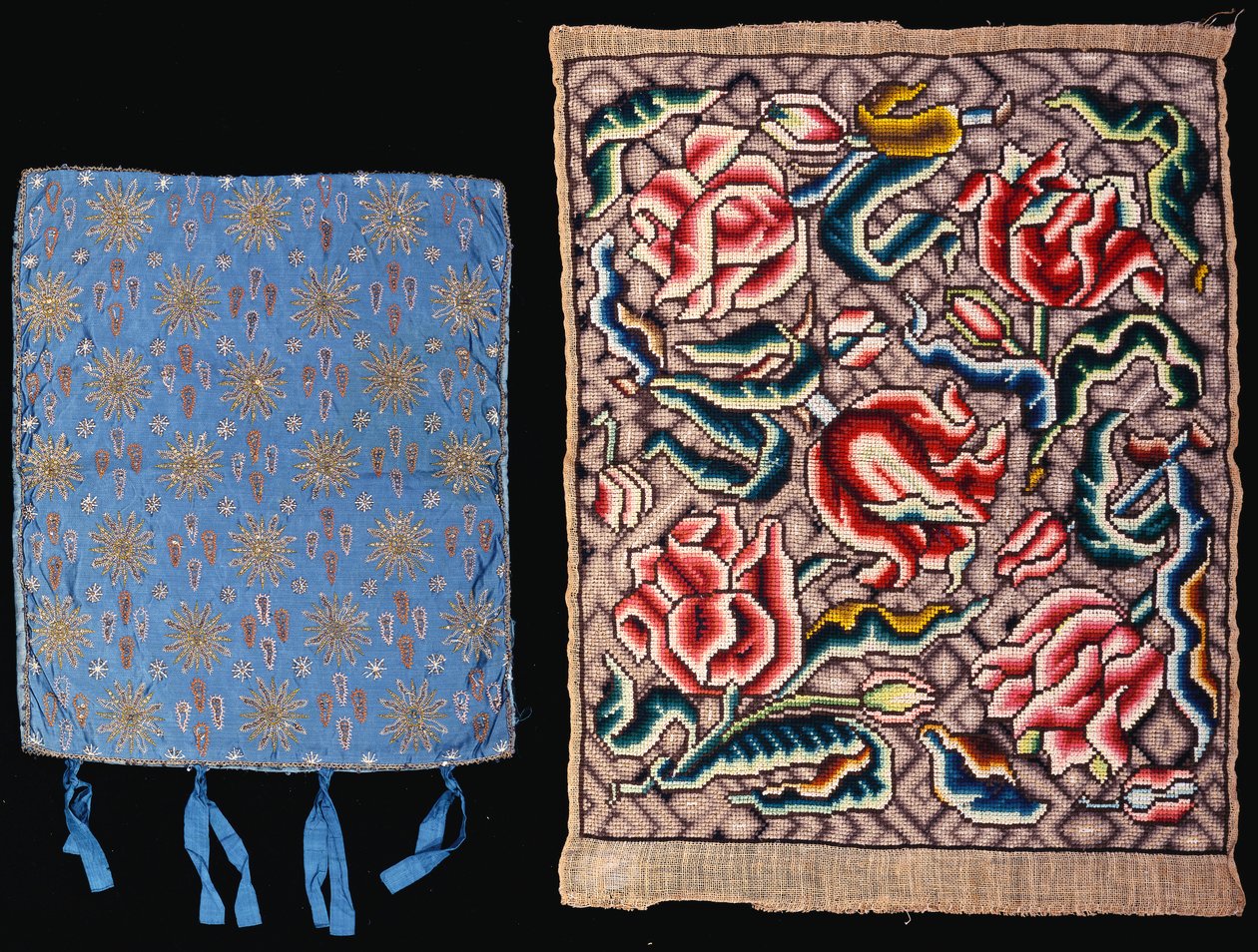 Two Embroidered Cushion Covers, English by School English