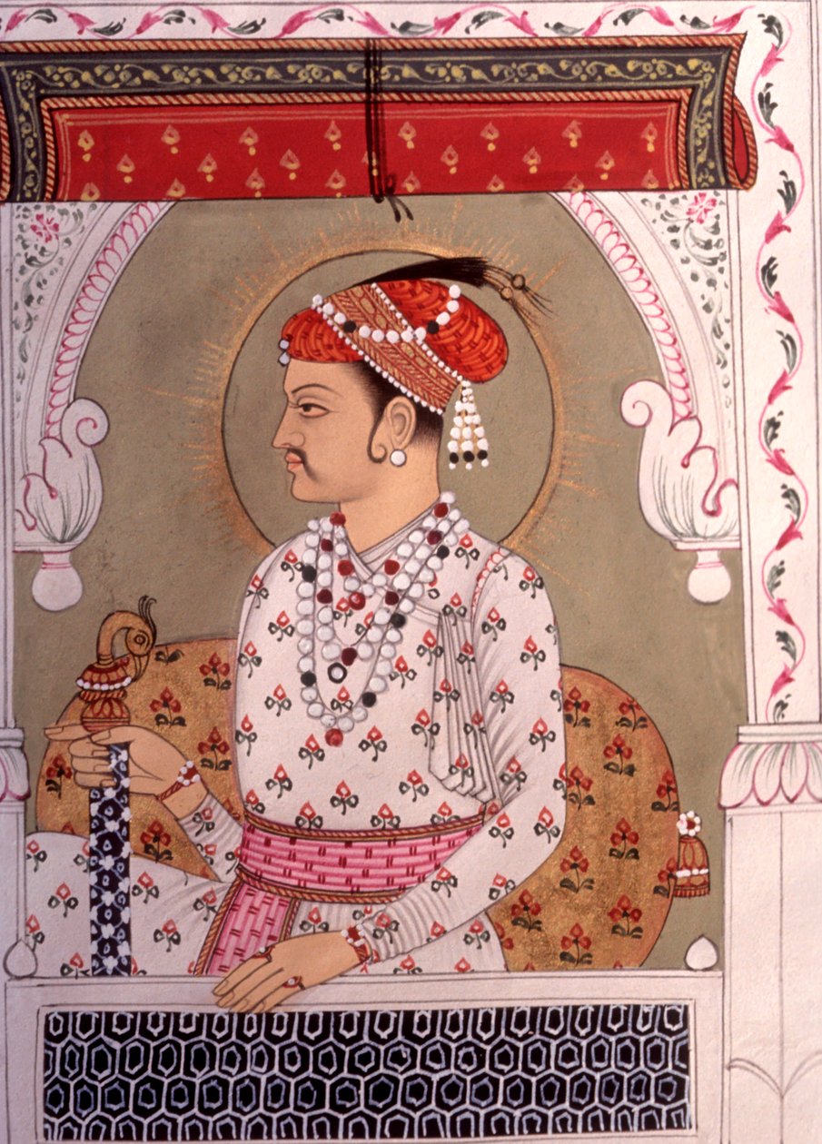 Miniature Painting King, Rajasthan, India by School Indian