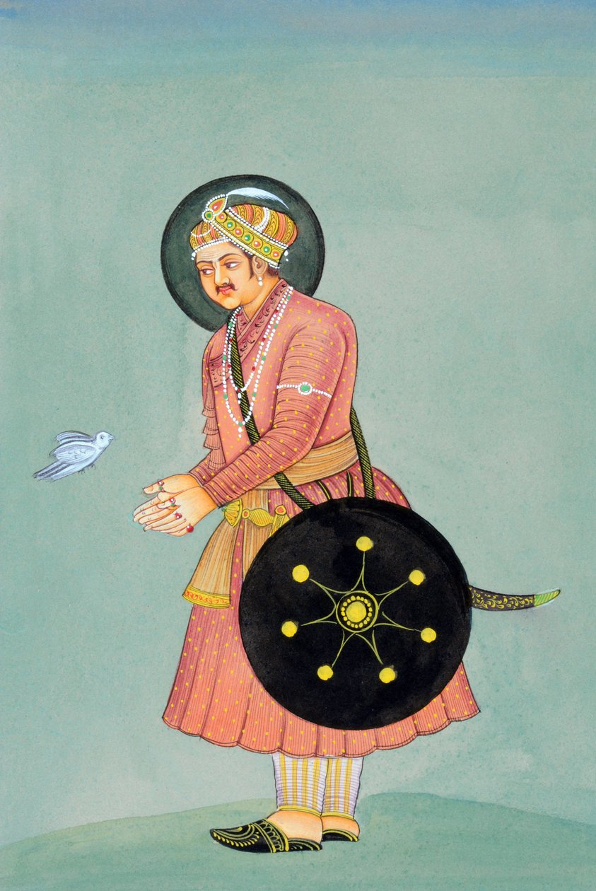 Miniature Painting of Mughal Emperor Akbar by School Indian