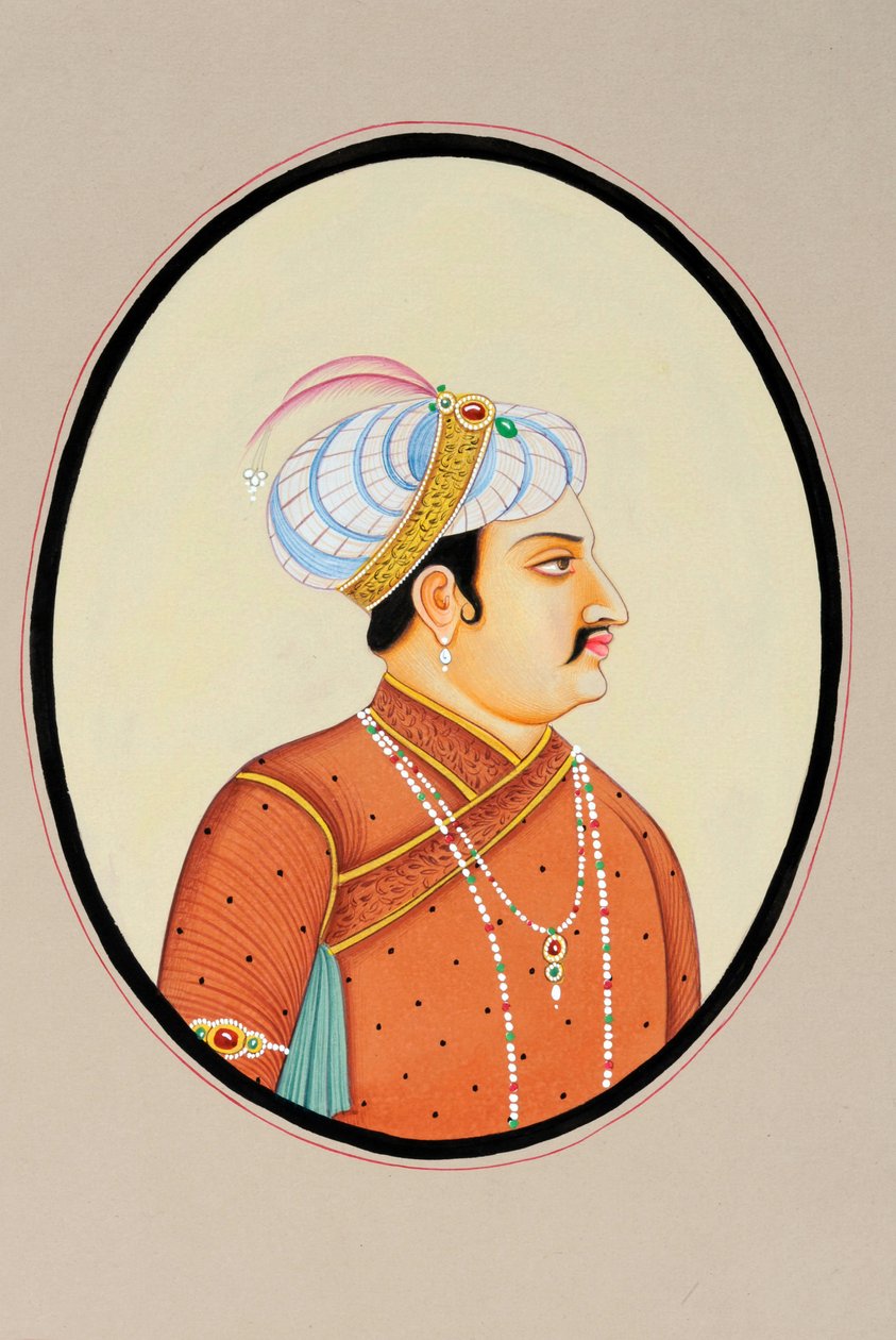 Miniature Painting of Mughal Emperor Jahangir by School Indian