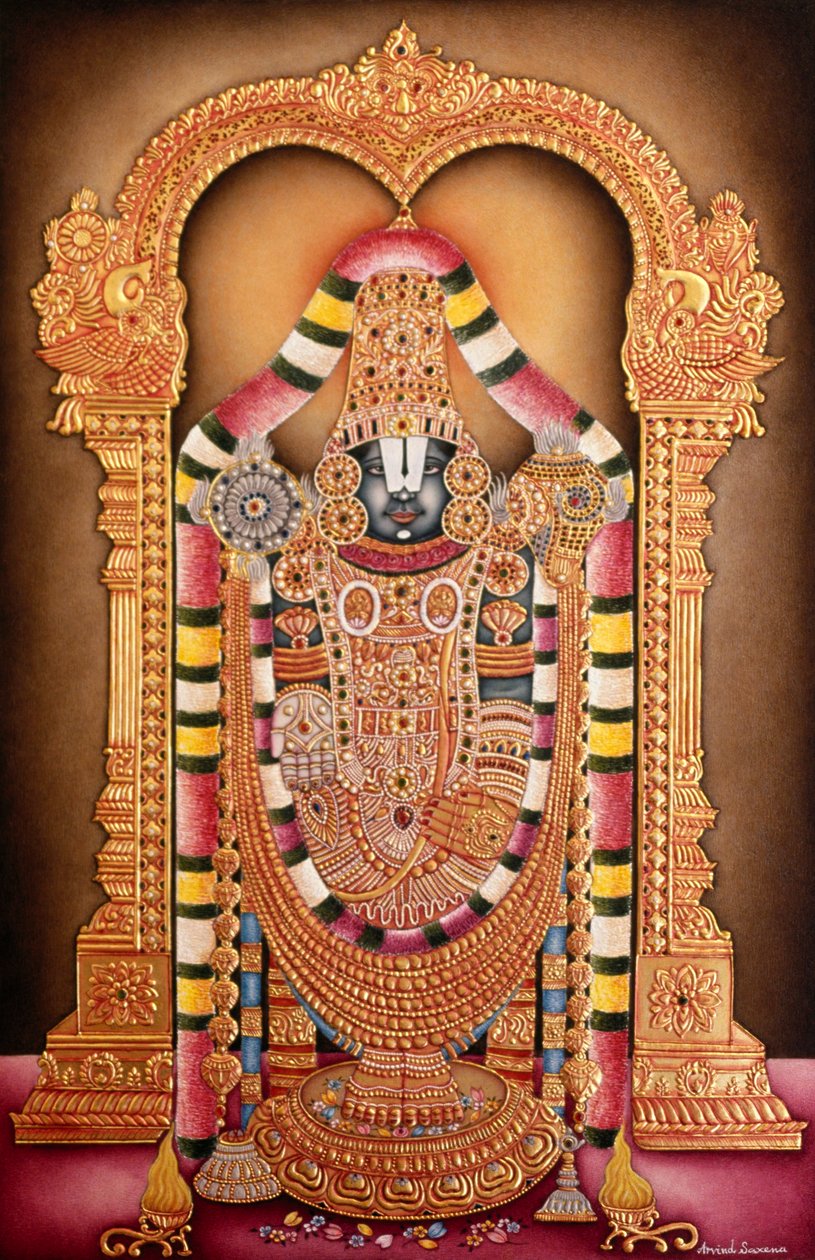 Miniature Painting on Paper of Tirupati Balaji by School Indian