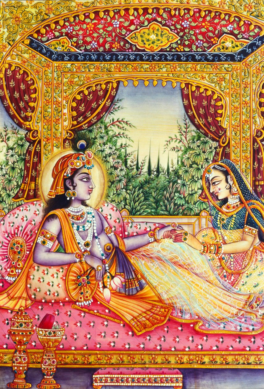 Radha Krishna Miniature Painting on Ivory by School Indian