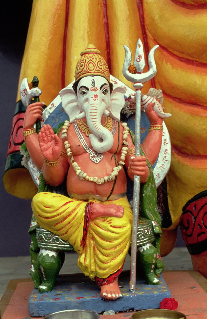 Statue of Ganesh, the Elephant God, Enthroned by School Indian