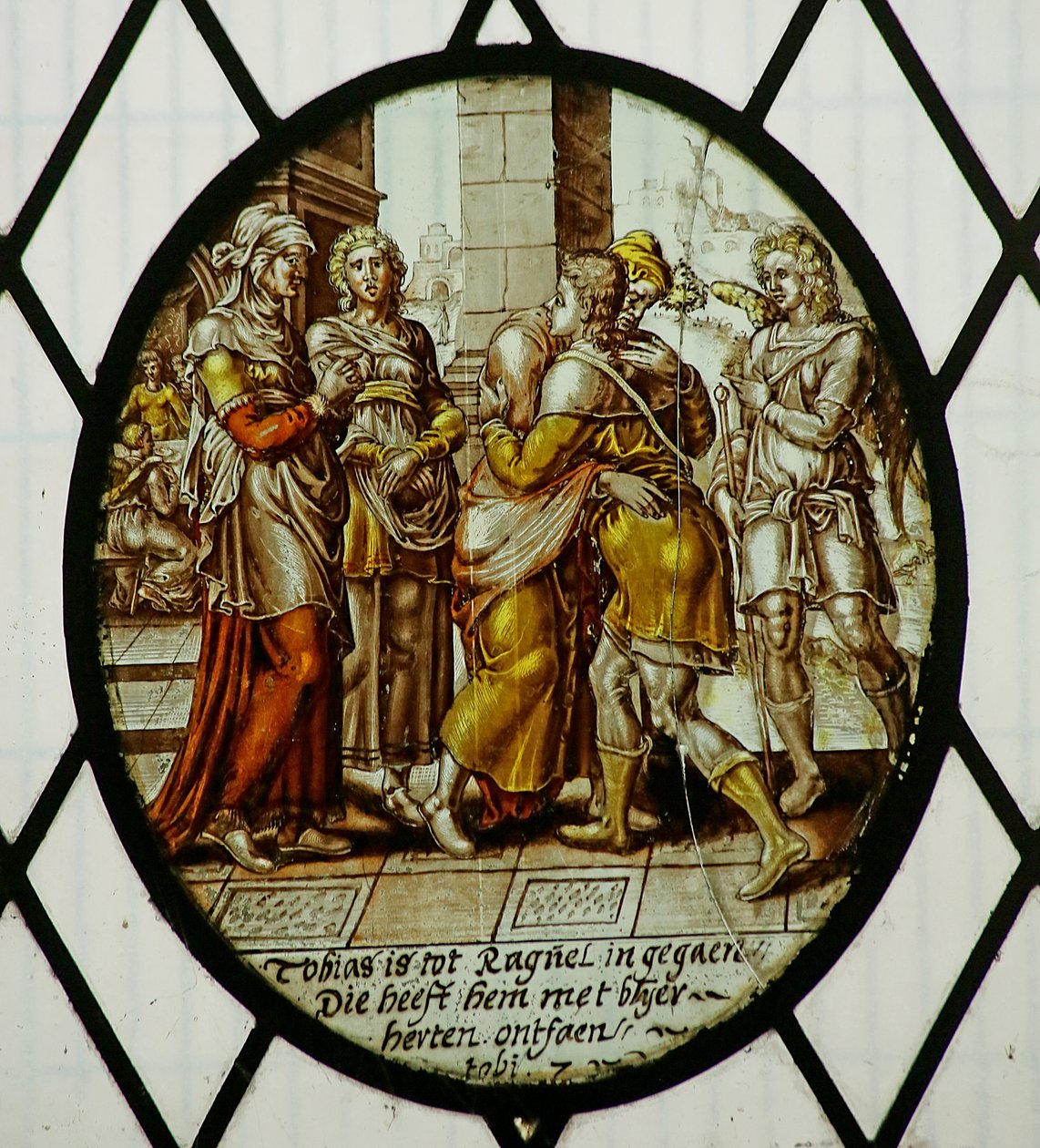 Roundel: Tobias arrives at Ecbatana by School Netherlandish