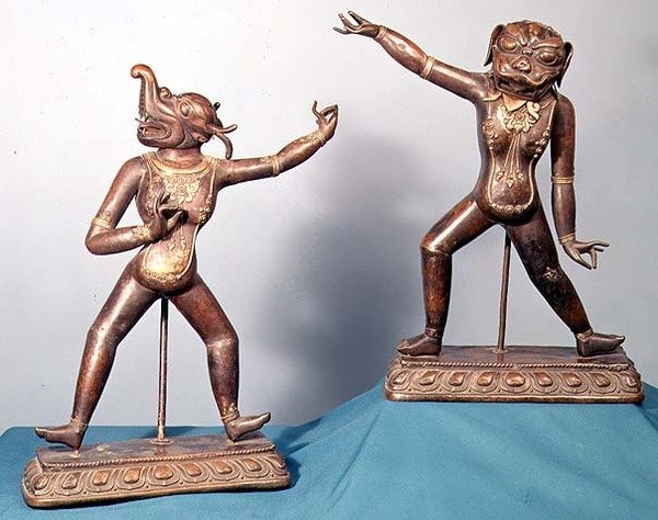 Two Figures of Dakinis by School Tibetan