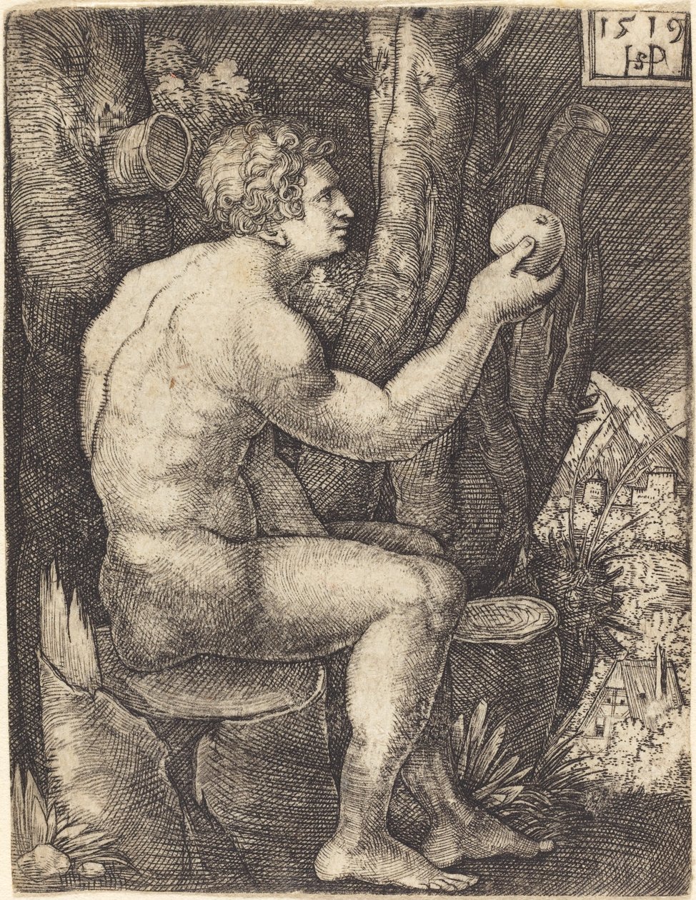 Adam Seated by Sebald Beham