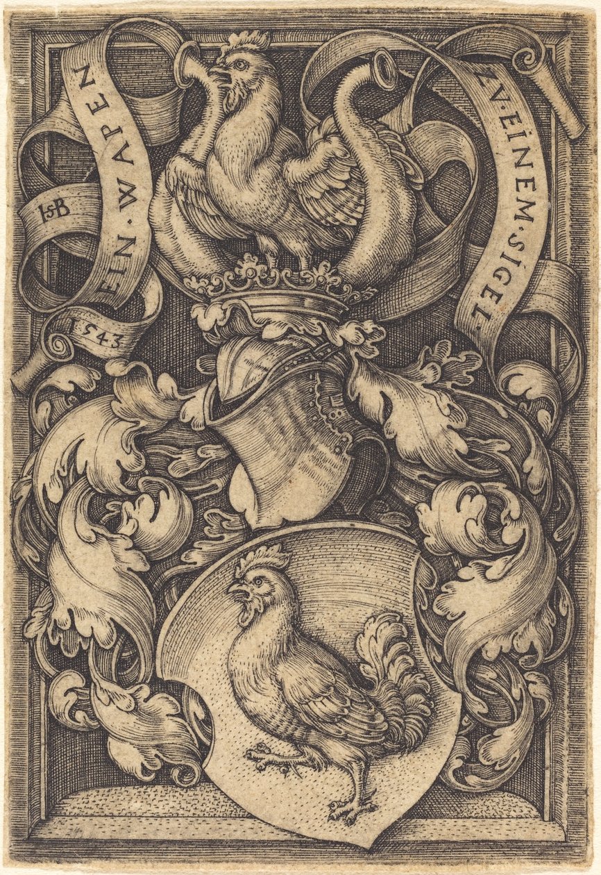 Coat of Arms with a Cock by Sebald Beham