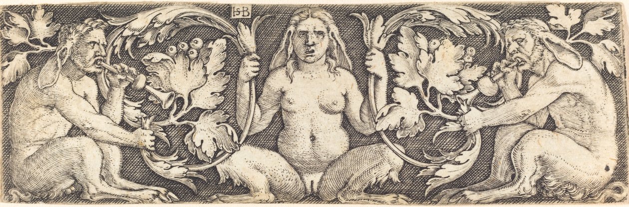 Ornament with Three Satyrs by Sebald Beham