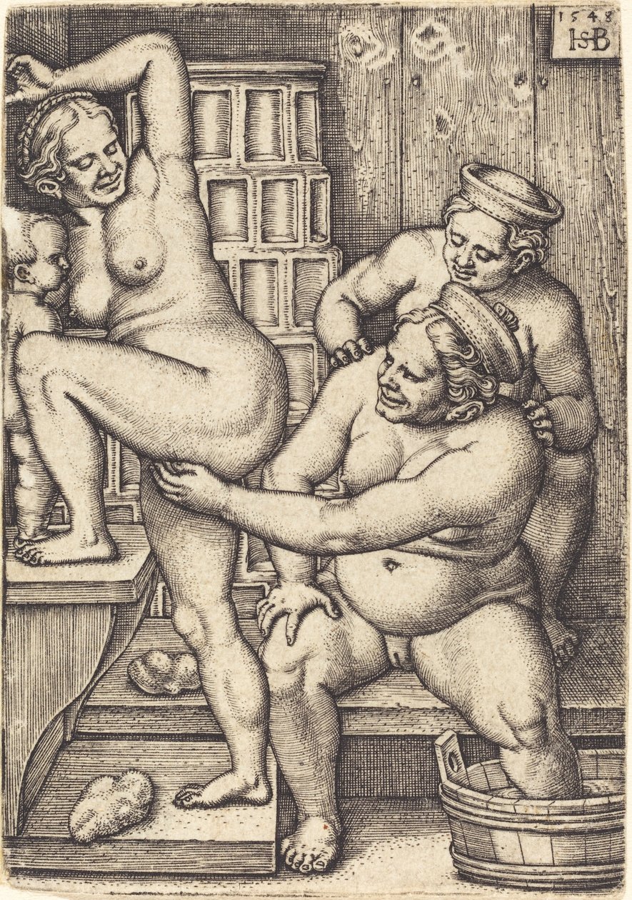 Three Women Bathing by Sebald Beham