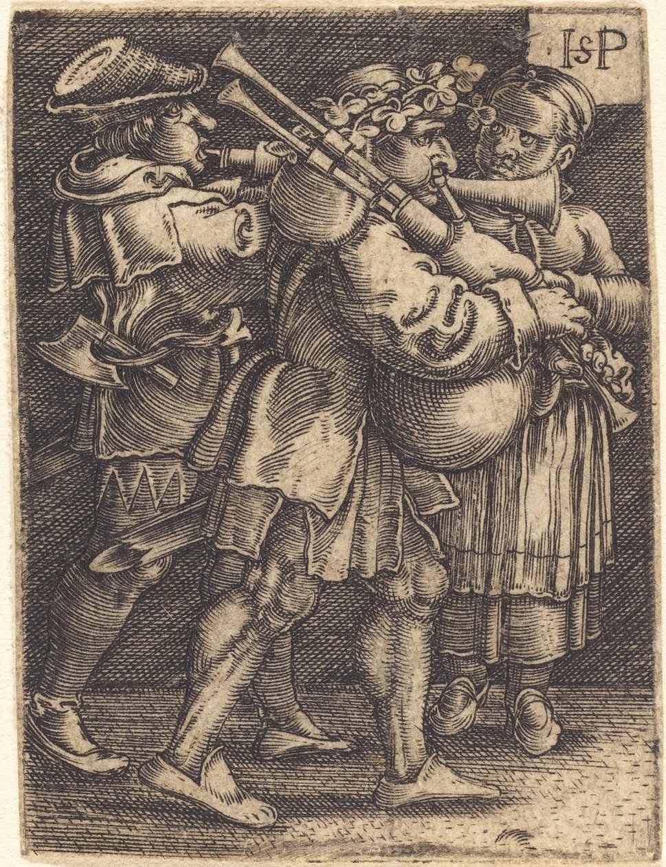 Two Street Players and a Girl by Sebald Beham