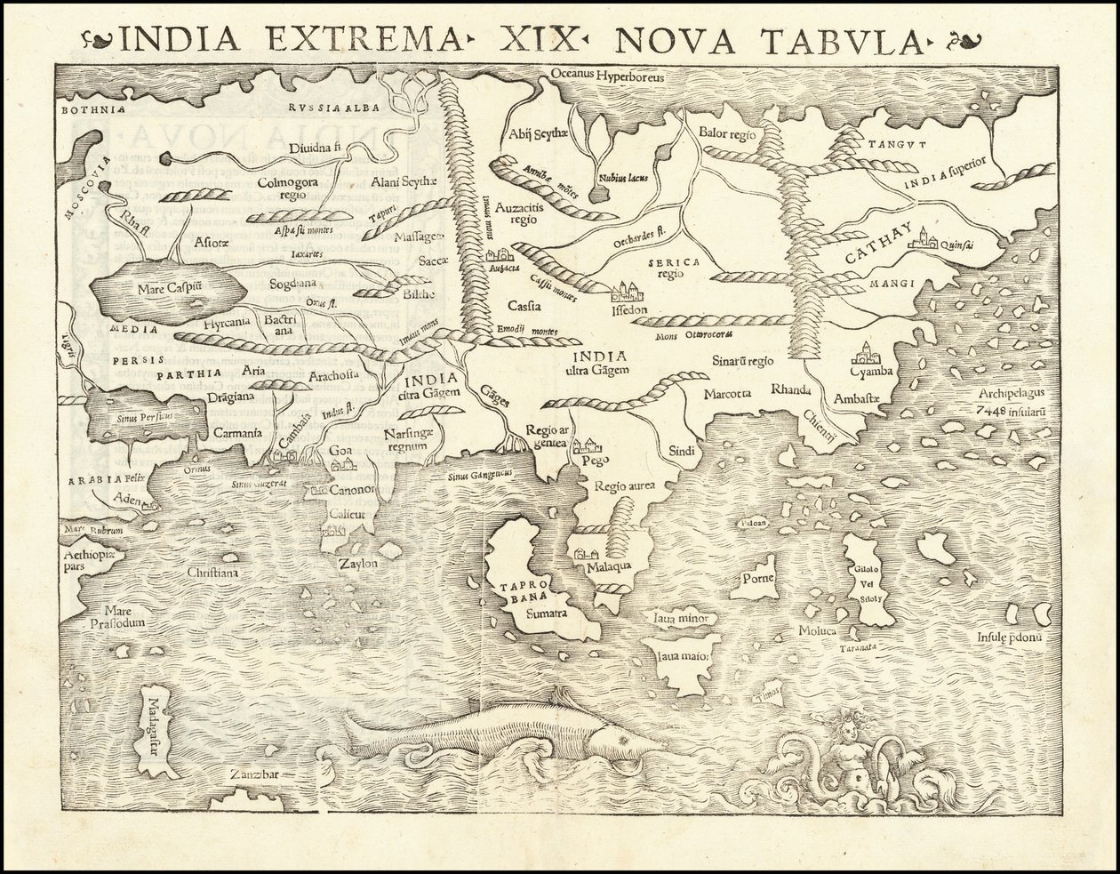 1542 Map of Asia by Sebastian Münster by Sebastian Munster