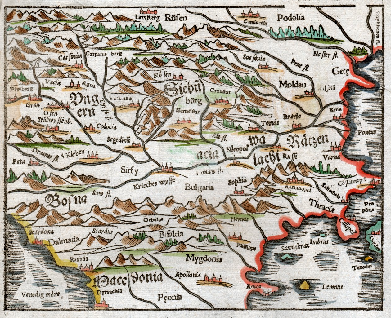 Eastern Europe and Balkans 1575 by Sebastian Munster