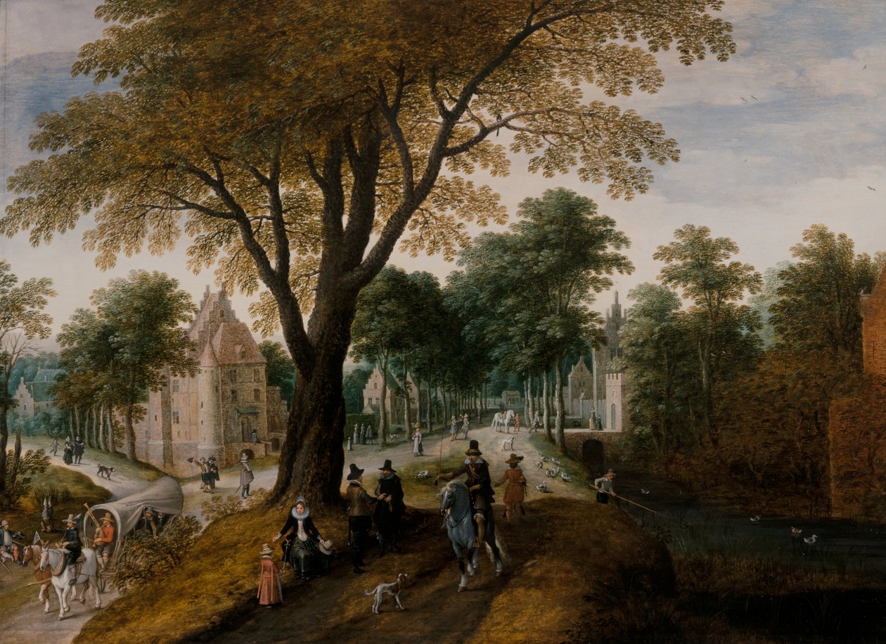 Avenue with an Elegant Horseman by Sebastian Vrancx